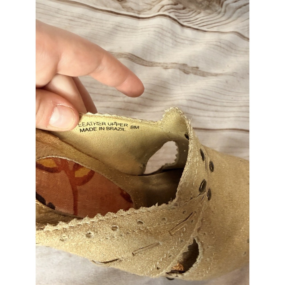 Vintage Y2K CYD 8M Gold Leather Clog Heels Studded Made in‎ Brazil - Picture 6 of 6